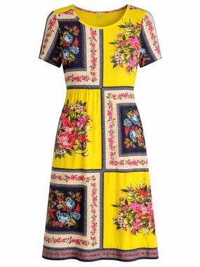 FARM Rio for Anthropologie Patchwork Floral Dress Boho European Vacation Small